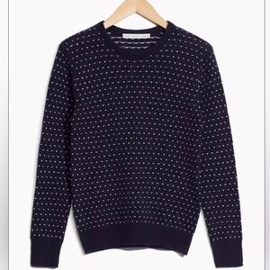 & Other Story Navy And Whitw Hearts Crewneck Sweater XS